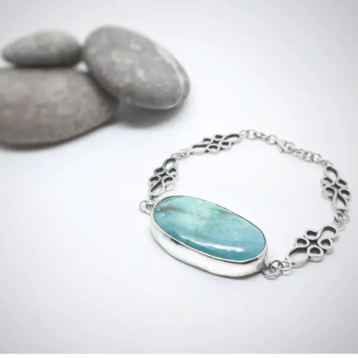 pulsera-plata-y-turquesa-montada