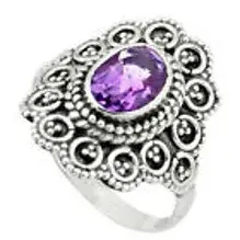 Anillo amatista facetada cartoneado talla 6.5