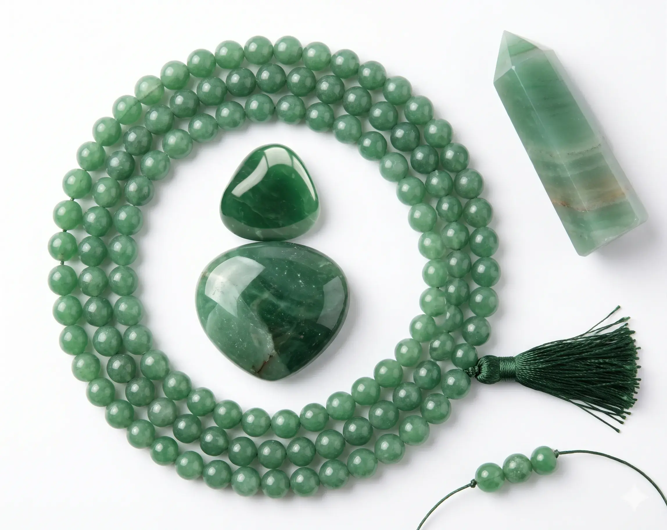 Aventurina verde pulida en cuentas, piedras y cristal tallado, gema semipreciosa para joyería y energía